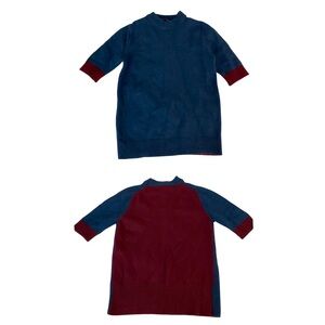 Eudon Choi Colorblock Rabbit Cashmere Short Sleeve Sweater (P)